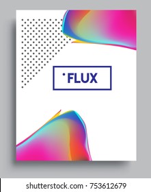 Cover design template with liquid color, arrangement of abstract lines and style graphic geometric elements. Applicable for placards, brochures, posters, covers and banners. Vector Design
