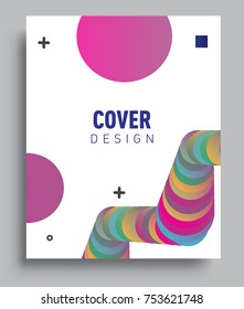 Cover design template with liquid color, arrangement of abstract lines and style graphic geometric elements. Applicable for placards, brochures, posters, covers and banners. Vector Design
