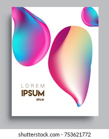 Cover design template with liquid color, arrangement of abstract lines and style graphic geometric elements. Applicable for placards, brochures, posters, covers and banners. Vector Design
