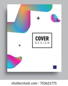 Cover design template with liquid color, arrangement of abstract lines and style graphic geometric elements. Applicable for placards, brochures, posters, covers and banners. Vector Design
