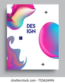 Cover design template with liquid color, arrangement of abstract lines and style graphic geometric elements. Applicable for placards, brochures, posters, covers and banners. Vector Design