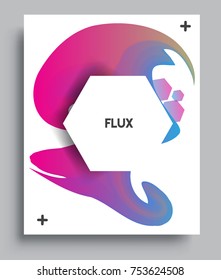 Cover design template with liquid color, arrangement of abstract lines and style graphic geometric elements. Applicable for placards, brochures, posters, covers and banners. Vector Design