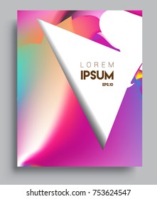 Cover design template with liquid color, arrangement of abstract lines and style graphic geometric elements. Applicable for placards, brochures, posters, covers and banners. Vector Design