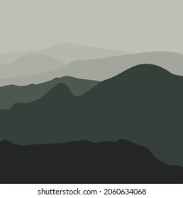 Plantilla de diseño de portada. Paisaje montañoso. Terreno montañoso. Ilustración vectorial. Antecedentes abstractos.