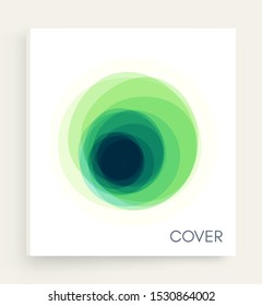 Cover design template.  Overlapping circles in white background. Design element. Vector illustration with dynamic effect.  