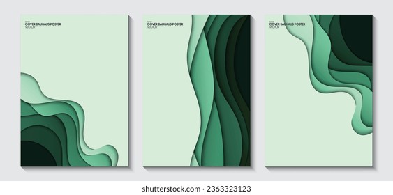 Diseño de fondo abstracto con ondas de papel verde. Colores de contraste. Diseño de vectores para portada, presentación, volante, afiche.