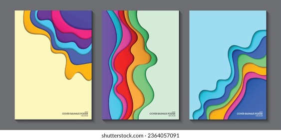 Cover design template with paper waves. Multicolor. Ideas for magazine covers, brochures and posters. Vector illustration.	
