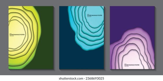 Plantilla de diseño de portada con ondas de papel. Multicolor. Ideas para portadas de revistas, folletos y carteles. Ilustración vectorial.