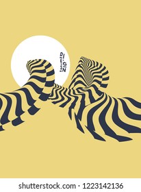 Cover design template. Pattern with optical illusion. Abstract 3D geometrical background. Vector illustration.