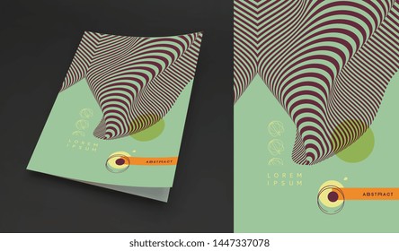 Cover design template. Pattern with optical illusion. Applicable for placards, banners, book covers, brochures, planners or notebooks. 3d vector illustration.