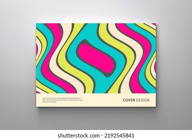 Cover design template. Pattern with optical illusion. Abstract striped background with ripple effect. Vector illustration.