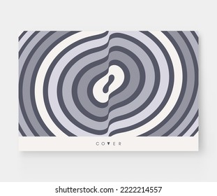 Cover design template. Pattern with optical illusion. Abstract striped background with ripple effect. Vector illustration.