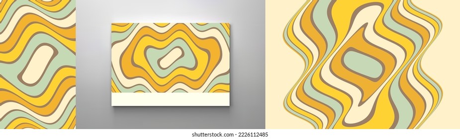 Cover design template. Pattern with optical illusion. Abstract striped background with ripple effect. Vector illustration.