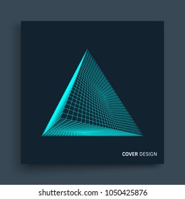  Design-Vorlage abdecken. Pyramid. Molekulares Gitter. 3D-Technologie-Stil.  Vektorgrafik. Futuristische Verbindungsstruktur für Chemie und Wissenschaft.