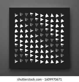 Plantilla de diseño de portada. Pirámides en el espacio vacío. Resumen del fondo dinámico. Diseño futurista. Ilustración vectorial con ilusión óptica. 