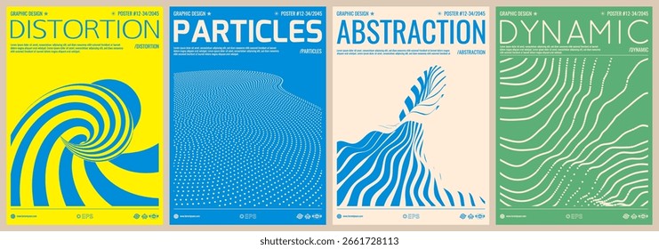 Modelo de design de capa. Onda do mar. Plano de fundo distribuído. Padrão em preto e branco. Arte óptica. Matriz dinâmica de partículas. Agrupamento caótico de pequenos pontos. Vetor para cartaz, banner, brochura, cartão postal, etc.