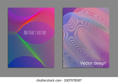 Cover design template set with abstract lines modern different color gradient style on background for decoration presentation, brochure, catalog, poster, book, magazine etc. Vector Illustration.