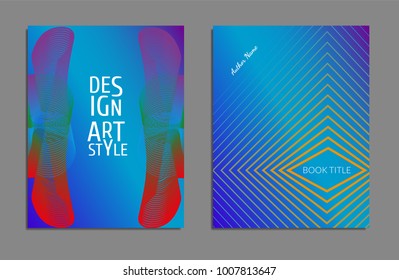 Cover design template set with abstract lines modern different color gradient style on background for decoration presentation, brochure, catalog, poster, book, magazine etc. Vector Illustration.