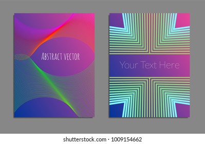 Cover design template set with abstract lines modern different color gradient style on background for decoration presentation, brochure, catalog, poster, book, magazine etc. Vector Illustration.