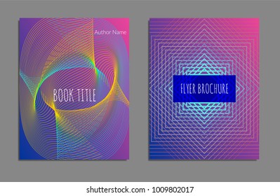 Cover design template set with abstract lines modern different color gradient style on background for decoration presentation, brochure, catalog, poster, book, magazine etc. Vector Illustration.
