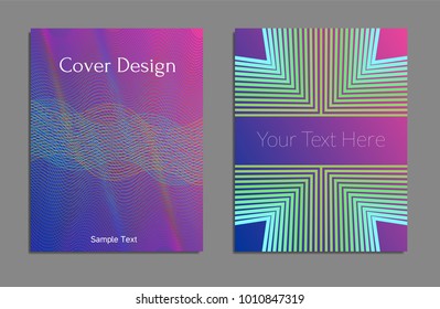 Cover design template set with abstract lines modern different color gradient style on background for decoration presentation, brochure, catalog, poster, book, magazine etc. Vector Illustration.