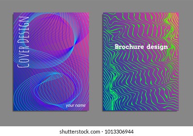 Cover design template set with abstract lines modern different color gradient style on background for decoration presentation, brochure, catalog, poster, book, magazine etc. Vector Illustration.