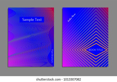 Cover design template set with abstract lines modern different color gradient style on background for decoration presentation, brochure, catalog, poster, book, magazine etc. Vector Illustration.