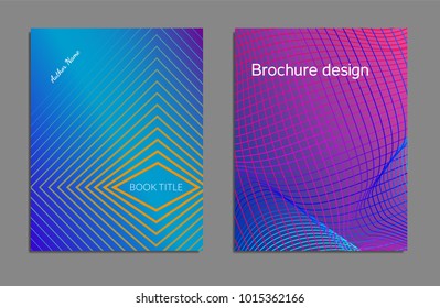 Cover design template set with abstract lines modern different color gradient style on background for decoration presentation, brochure, catalog, poster, book, magazine etc. Vector Illustration.