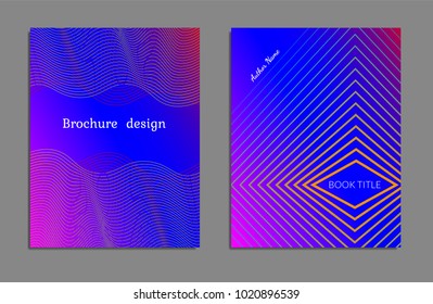 Cover design template set with abstract lines modern different color gradient style on background for decoration presentation, brochure, catalog, poster, book, magazine etc. Vector Illustration.