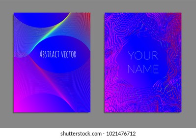 Cover design template set with abstract lines modern different color gradient style on background for decoration presentation, brochure, catalog, poster, book, magazine etc. Vector Illustration.