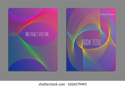 Cover design template set with abstract lines modern different color gradient style on background for decoration presentation, brochure, catalog, poster, book, magazine etc. Vector Illustration.