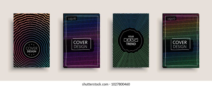 Cover design template, set with abstract fluid colors. Business modern A4 page layout. Colorful vector covers for branding, book, poster, banner, catalog,report,document or any pages. Blank text space.