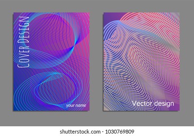Cover design template set with abstract lines modern different color gradient style on background for decoration presentation, brochure, catalog, poster, book, magazine etc. Vector Illustration.