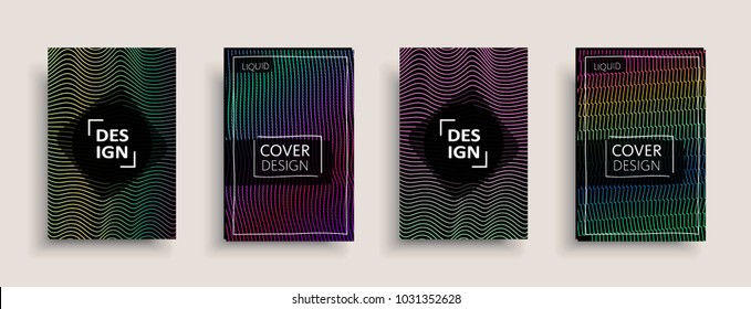 Cover design template, set with abstract fluid colors. Business modern A4 page layout. Colorful vector covers for branding, book, poster, banner, catalog, report, document or any pages.Blank text space.