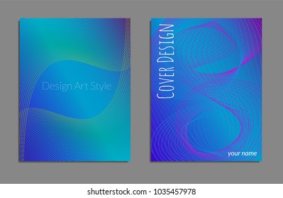 Cover design template set with abstract lines modern different color gradient style on background for decoration presentation, brochure, catalog, poster, book, magazine etc. Vector Illustration.