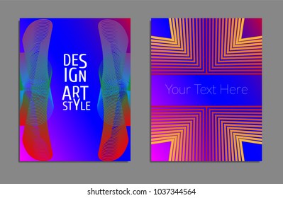 Cover design template set with abstract lines modern different color gradient style on background for decoration presentation, brochure, catalog, poster, book, magazine etc. Vector Illustration.