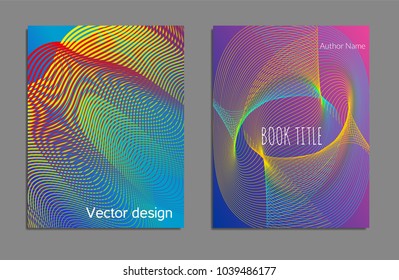 Cover design template set with abstract lines modern different color gradient style on background for decoration presentation, brochure, catalog, poster, book, magazine etc. Vector Illustration.