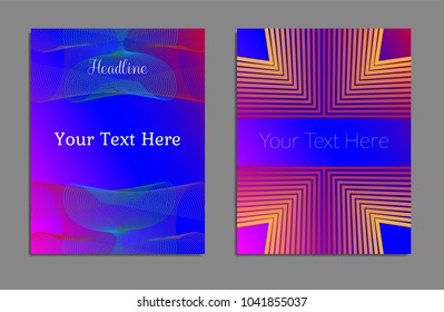 Cover design template set with abstract lines modern different color gradient style on background for decoration presentation, brochure, catalog, poster, book, magazine etc. Vector Illustration.
