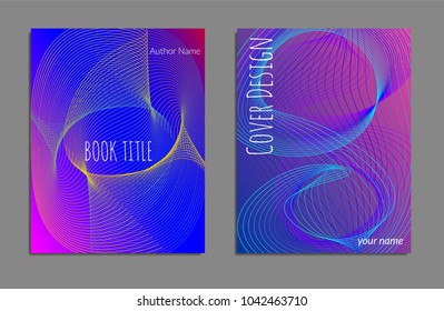 Cover design template set with abstract lines modern different color gradient style on background for decoration presentation, brochure, catalog, poster, book, magazine etc. Vector Illustration.