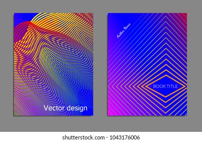 Cover design template set with abstract lines modern different color gradient style on background for decoration presentation, brochure, catalog, poster, book, magazine etc. Vector Illustration.