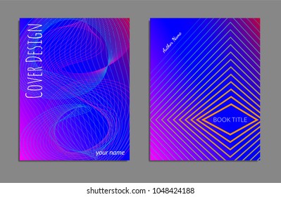 Cover design template set with abstract lines modern different color gradient style on background for decoration presentation, brochure, catalog, poster, book, magazine etc. Vector Illustration.
