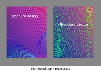 Cover design template set with abstract lines modern different color gradient style on background for decoration presentation, brochure, catalog, poster, book, magazine etc. Vector Illustration.
