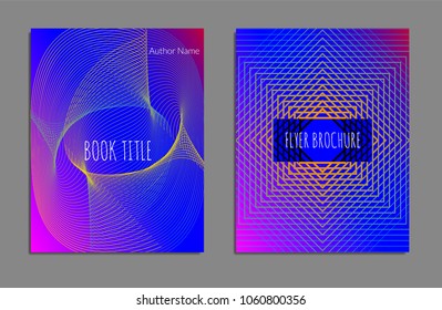 Cover design template set with abstract lines modern different color gradient style on background for decoration presentation, brochure, catalog, poster, book, magazine etc. Vector Illustration.