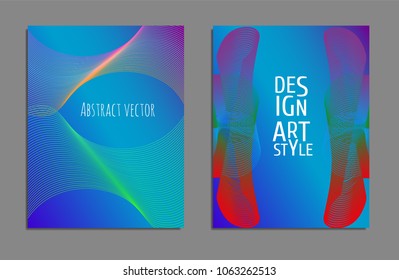Cover design template set with abstract lines modern different color gradient style on background for decoration presentation, brochure, catalog, poster, book, magazine etc. Vector Illustration.
