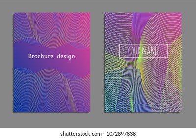 Cover design template set with abstract lines modern different color gradient style on background for decoration presentation, brochure, catalog, poster, book, magazine etc. Vector Illustration.