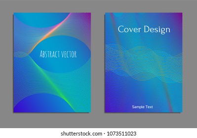 Cover design template set with abstract lines modern different color gradient style on background for decoration presentation, brochure, catalog, poster, book, magazine etc. Vector Illustration.