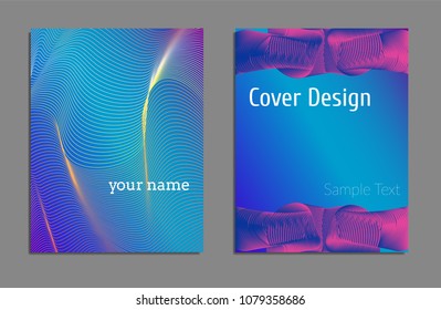 Cover design template set with abstract lines modern different color gradient style on background for decoration presentation, brochure, catalog, poster, book, magazine etc. Vector Illustration.