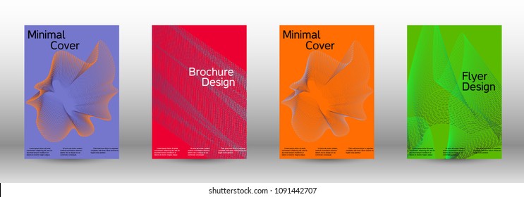 Cover design template set of a  with abstract gradient linear waves.Fashionable style. The background with is suitable for creating a banner, poster, booklet, catalog.