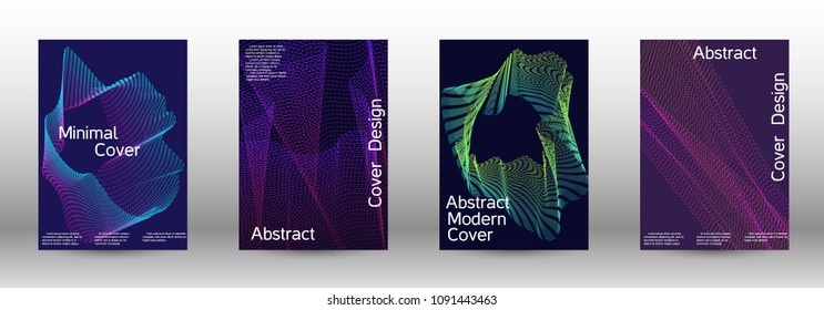 Cover design template set of a  with abstract gradient linear waves.Fashionable style. The background with is suitable for creating a banner, poster, booklet, catalog.