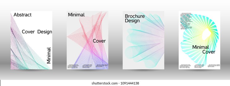 Cover design template set of a  with abstract gradient linear waves.Fashionable style. The background with is suitable for creating a banner, poster, booklet, catalog.